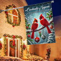 Winter Cardinal Christmas Yard Flag, Cardinals Appear When Angels Are Near Garden Flag, Double-Sided Memorial Lawn Banner Flag