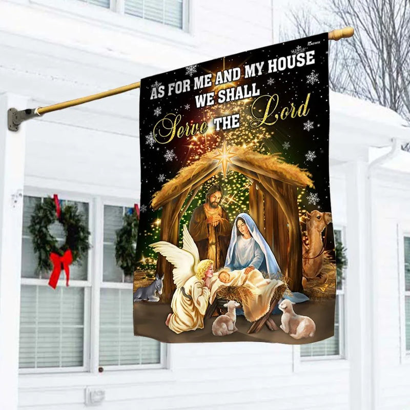 As for Me and My House Scripture Yard Flag, Nativity Scene Christmas Garden Flag, Double-Sided Holy Family Lawn Flag
