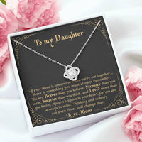 Cubic Zirconia Pendant Necklace, To My Daughter Love Knot Necklace, Meaningful Christmas Present for Her, Daughter Birthday Necklace Jewelry