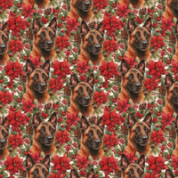 Festive Poinsettia Dog Gift Wrap, German Shepherd Christmas Wrapping Paper, Puppy Holiday Wrapping Paper, Dog Lover Xmas Wrapping Paper