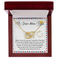 Two Tone Cubic Zirconia Heart Pendant, Mom Interlocking Hearts Necklace, Linked Hearts Mother Necklace, Christmas Birthday Present for Mom