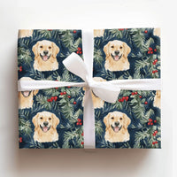 Watercolor Dog Holiday Gift Wrap, Golden Retriever Christmas Wrapping Paper, Dog Lover Xmas Wrapping Paper, Festive Pet Gift Wrapping Paper