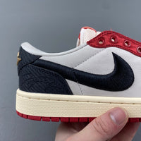 Low Top Sneakers, Red Black Beige Colorway, Lace Up Design, Casual Gift for Sneaker Fans