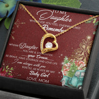 Cubic Zirconia Pendant Necklace, Forever Love Heart Necklace for Daughter, 14K Gold Chain Necklace, Birthday Christmas Present from Mom