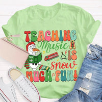 Festive Music Teacher Holiday Shirt, Snow Much Fun Teaching Music Christmas T-Shirt, Adorable Snowman Musician Graphic Tee, Xmas Present