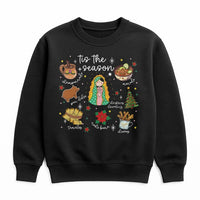Virgen De Guadalupe Holiday Crewneck, Mexican Christmas Sweatshirt, Feliz Navidad Graphic Sweater, Latino Heritage Christmas Sweatshirt