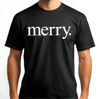 Minimalist Holiday Typography Shirt, Merry Christmas T-Shirt, Festive Christmas Graphic Tee, Winter Aesthetic Apparel, Holiday Present T-Shirt