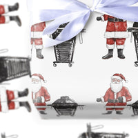 BBQ Santa Claus Gift Wrap, Kamado Santa Wrapping Paper, Grilling Santa Christmas Paper, Barbecue Present Wrap