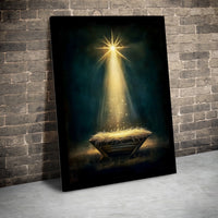Star of Bethlehem Christmas Wall Art Canvas, Nativity Manger Canvas Print, Religious Holiday Holy Family Decor, Christian Home Present Art
