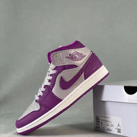 Retro Mid Top Basketball Shoes, Purple Gray Colorway, Lace Up Design, Casual Gift for Shoe Lovers