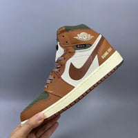 High Top Sneakers, Green Brown Colorway, Lace Up Design, Casual Gift for Sneaker Fans