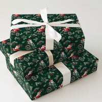 Dark Green Christmas Gift Wrap, Wheelchair Santa Claus Wrapping Paper, Inclusive Holiday Wrapping Paper, Pine Holly Xmas Gift Wrap