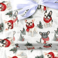 Adorable Frenchie Winter Gift Wrap, French Bulldog Christmas Wrapping Paper, French Bulldog Holiday Present Paper, Dog Lover Xmas Wrapping Paper