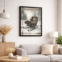 Snowy Forest Winter Canvas Wall Art, Vintage Christmas Sleigh Canvas Print, Holiday Sleigh Scene Canvas Art, Festive Xmas Home Decor