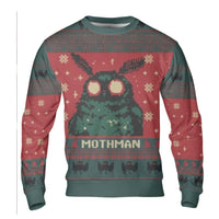 8-Bit Cryptid Ugly Sweater, Pixel Art Mothman Ugly Christmas Sweater, Retro Holiday Graphic Sweater, Humorous Cryptid Lover Xmas Crewneck