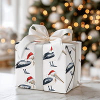 Coastal Holiday Bird Gift Wrap, Santa Pelican Christmas Wrapping Paper, Beachy Wildlife Wrapping Paper, Nautical Xmas Gift Wrap Roll