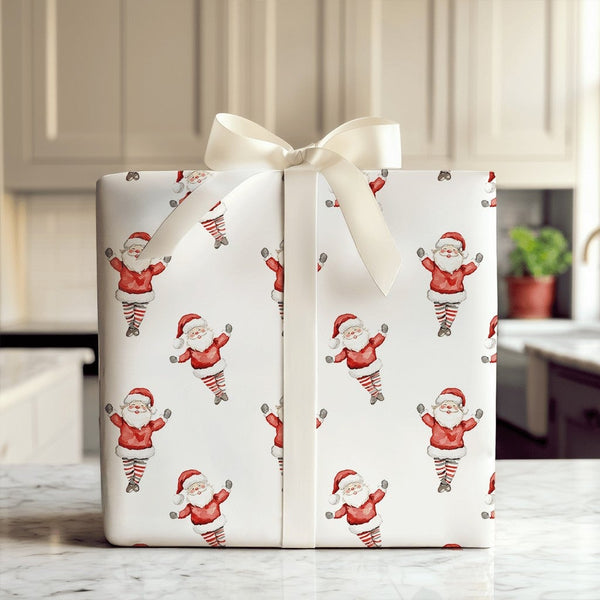 Whimsical Santa Claus Christmas Gift Wrap, Watercolor Striped Leg Santa Wrapping Paper, Fun Holiday Wrapping Paper, Festive G