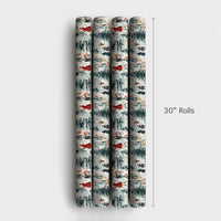 Nostalgic Holiday Gift Wrap, Vintage Winter Village Christmas Wrapping Paper, Retro Town Wrapping Paper, Festive Xmas Gift Wrap Roll