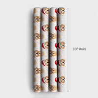 Christmas Dog Gift Wrap, Santa Hat Golden Retriever Wrapping Paper, Holiday Puppy Confetti Present Wrap, Xmas Dog Lover Wrapping Paper