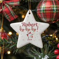 Custom Name and Year Christmas Star Ornament, Personalized Star Ornament, Ceramic Holiday Star Decor, Family Keepsake Christmas Ornament