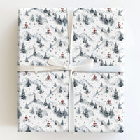 Watercolor Cycling Gift Wrap, Mountain Biking Santa Wrapping Paper, MTB Christmas Wrapping Paper, Cyclist Holiday Gift Wrap Paper