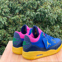 Low Top Sneakers, Blue Yellow Pink Colorway, Lace Up Design, Casual Gift for Sneaker Fans
