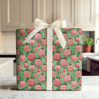 Pink Red Christmas Wrapping Paper, Watercolor Ornament Wrapping Paper, Vintage Bauble Holiday Gift Wrap, Festive Green Paper, Present Wrap
