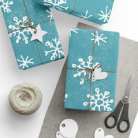 Teal Winter Foliage Gift Wrap, Scandinavian Snowflake Wrapping Paper, Nordic Christmas Wrapping Paper, Holiday Season Gift Wrap Roll