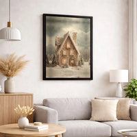 Snowy Winter Wonderland Wall Art, Christmas Gingerbread House Canvas, Holiday Gingerbread House Canvas Print, Festive Xmas Wall Decor
