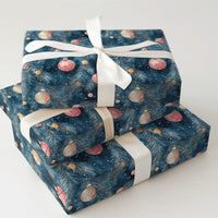 Dark Teal Christmas Gift Wrap, Red and Gold Ornament Wrapping Paper, Watercolor Pine Branch Wrapping Paper, Holiday Present Wrapping Paper