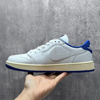 Low Top Sneakers, White Blue Colorway, Reverse Hook Design, Lace Up Design, Casual Gift for Sneaker Fans