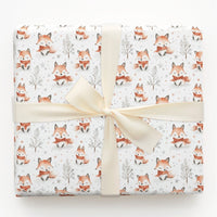Watercolor Woodland Fox Gift Wrap, Winter Fox Wrapping Paper, Forest Animal Wrapping Paper, Adorable Holiday Gift Wrap, Christmas Present Roll