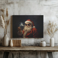 Smoking Santa Wall Art, Cool Santa Claus Canvas Print, Sunglasses Santa Canvas, Edgy Christmas Canvas Art, Holiday Decor Present for Him