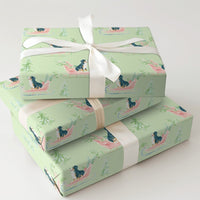 Watercolor Dog Sleigh Gift Wrap, Bernese Mountain Dog Wrapping Paper, Berner Christmas Wrapping Paper, Adorable Dog Holiday Gift Wrap Roll