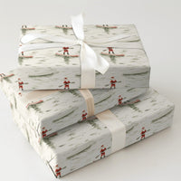 SUP Christmas Gift Wrap, Coastal Santa Paddleboard Wrapping Paper, Watercolor Nautical Holiday Wrap, Festive Seasonal Wrapping Paper Roll