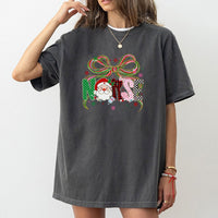 Santa Coquette Bow Medical Tee, Christmas Nurse T-Shirt, Adorable Holiday Nurse Shirt, Festive Healthcare Worker T-Shirt, Nurse Present for Her