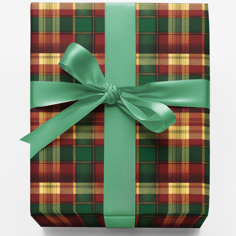 Festive Tartan Holiday Gift Wrap Roll, Christmas Plaid Wrapping Paper, Classic Buffalo Check Wrapping Paper, Xmas Present Wrap Supplies