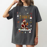 Santa Chicken Graphic Middle Finger Tee, FCawF Christmas T-Shirt, Humorous Holiday Chicken Shirt, Naughty Rooster Xmas Tee, Humor Xmas Present