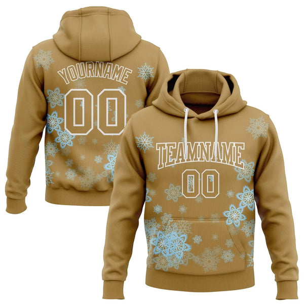 Custom Winter Holiday Pullover Hoodie, Personalized Snowflake Christmas Hoodie, Stitched Name Number Sweatshirt, Sports Fan G