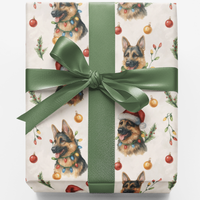Festive Dog Holiday Gift Wrap, German Shepherd Christmas Wrapping Paper, Adorable Puppy Christmas Wrapping Paper, Dog Lover Present Paper Roll