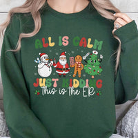Humorous ER Medical Staff Holiday Crewneck, Emergency Room Nurse Christmas Sweatshirt, Hospital RN Xmas Sweater, Nurse Holiday Present