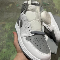 Retro High Top Sneakers, White Gray Colorway, Lace Up Design, Casual Gift for Sneaker Fans