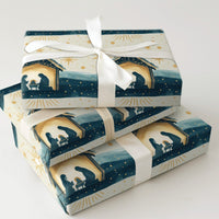 Holy Family Manger Gift Wrap, Nativity Scene Christmas Wrapping Paper, Starry Night Religious Holiday Wrapping Paper, Christian Gift Wrap