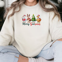 Silly Goose Humorous Christmas Graphic Pullover, Merry Goosmas Sweatshirt, Holiday Goose Crewneck, Adorable Winter Season Xmas Apparel