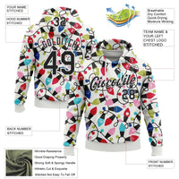 3D Festive Light Hoodie, Custom Christmas Pullover Hoodie, Personalized Sports Sweatshirt, Custom Name Number Hoodie, Holiday Present