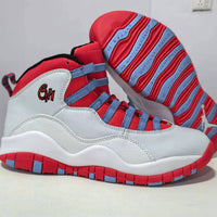 High Top Sneakers, White Red Blue Colorway, Lace Up Design, Casual Gift for Sneaker Fans
