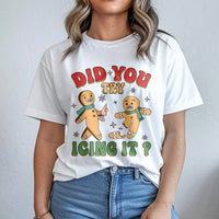Humorous Gingerbread Men Christmas Shirt, Did You Try Icing It T-Shirt, Retro Holiday Pun Graphic Tee, Gingerbread Cookie T-Shirt, Xmas Present