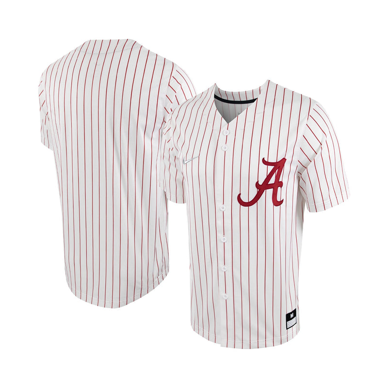 White/Crimson Alabama Crimson Tide Pinstripe Replica Full-Button Baseball Jersey