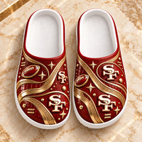 SF Gilded Scarlet - Ornamental Clog Sandal in Red and Gold