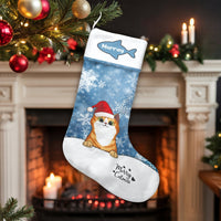 Kitten Christmas Stocking, Santa Hat Cat Christmas Stocking, Pet Holiday Stocking, Adorable Winter Animal Mantel Decor, Present for Pet Lovers